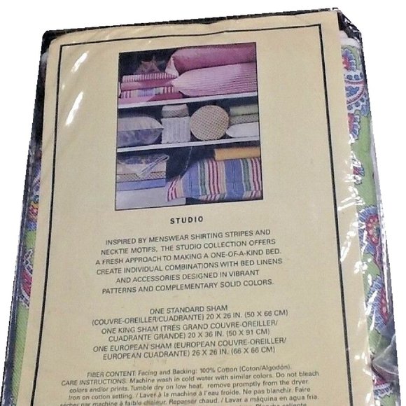 2 Ralph Lauren Greenvale Paisley 100% Cotton KING Pillow Shams in Green + Purple - Picture 2 of 10